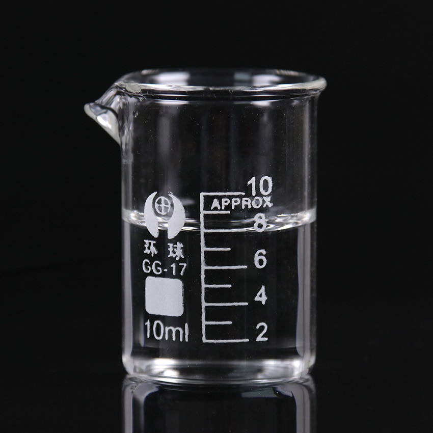 1PC Chemistry Laboratory Supplies Capacity 10ml Low Form Beaker Glass Transparent Beaker Flask Thickened With Spout