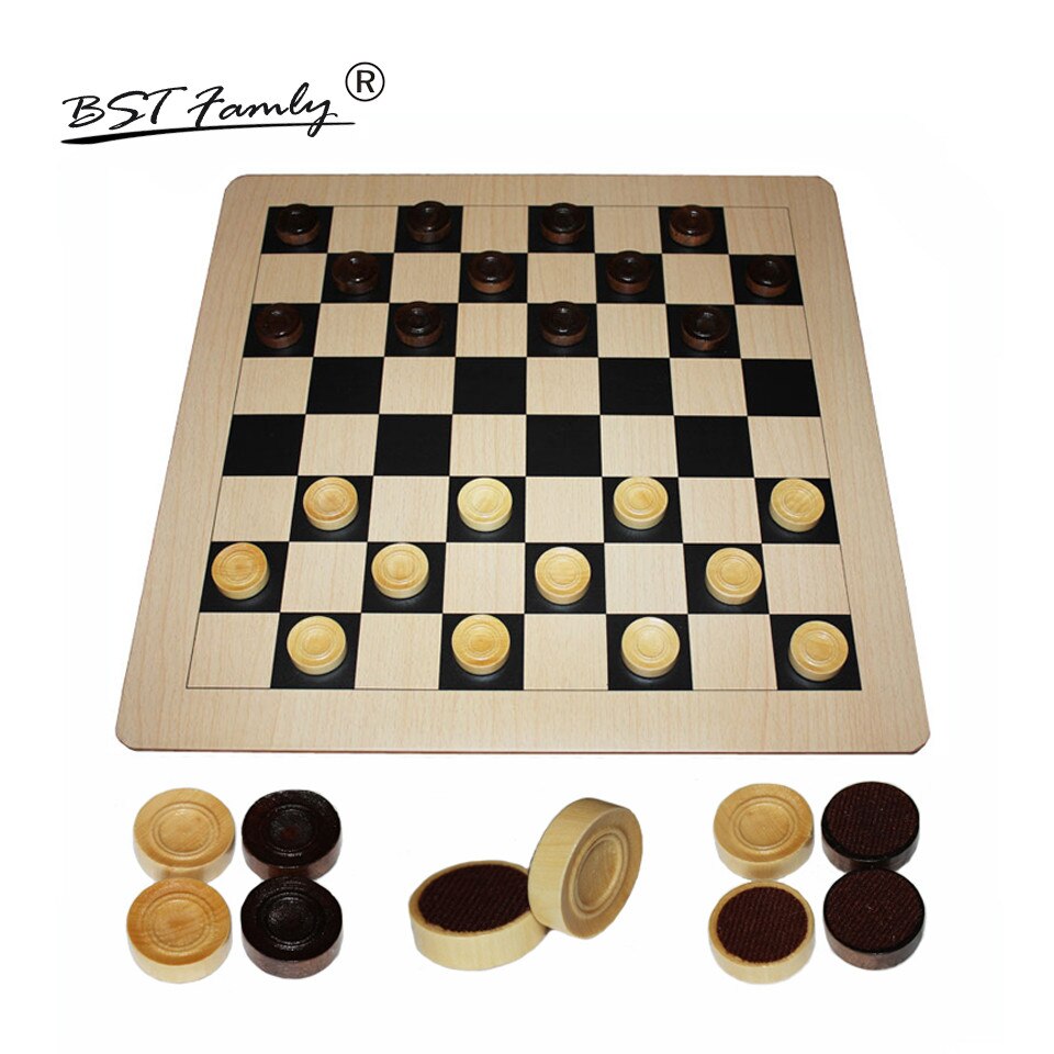 Bstfamly Internationale Checkers Houten Schaakspel 47*47*0.3 Cm Vouwen Dambord Magnetische Schaakspel 100 Of 64 checker T1