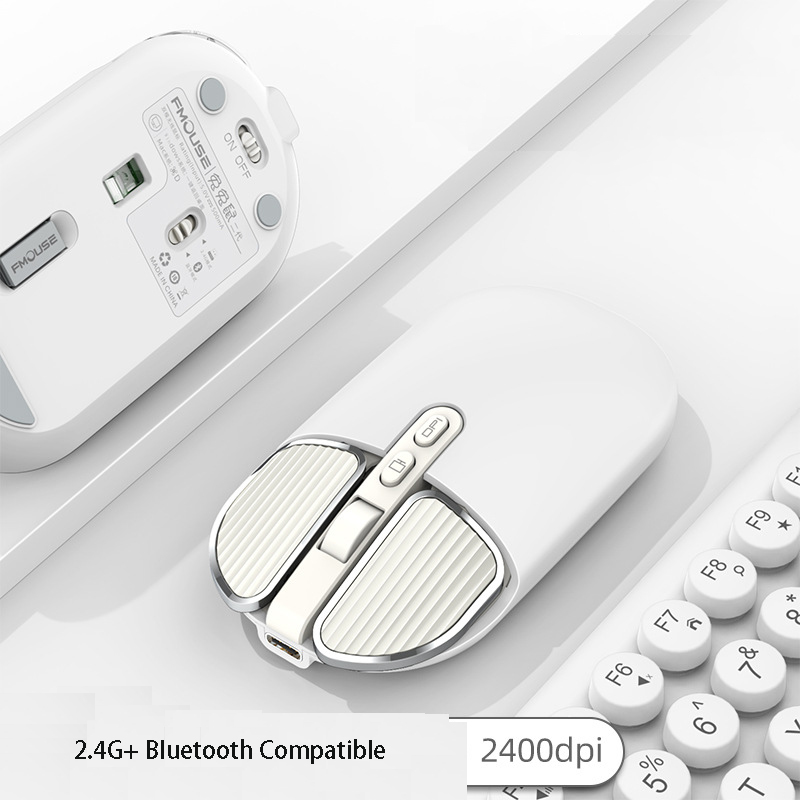 Mini souris sans fil 2.4 ghz, compatible Bluetooth, mignonne, muette, pour Macbook, Rechargeable, pour PC, ordinateur portable, bureau, souris de jeu: BLANC
