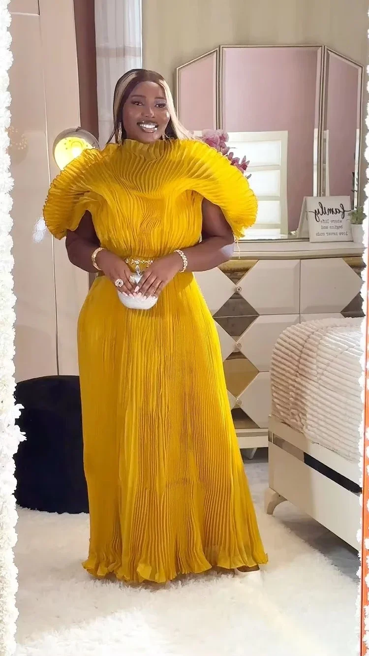 MIA XU Miyake Plissee Falten 2024 Herbst Neues Plus-Size-Kleid Handgefertigte Dolds Elegantes, brustfreies Abendkleid Damenbekleidung