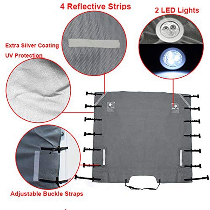 Caravan Front Towing Cover,Universal Caravan Protector Covers Accessories with 2 LED Lights for RV Motorhome