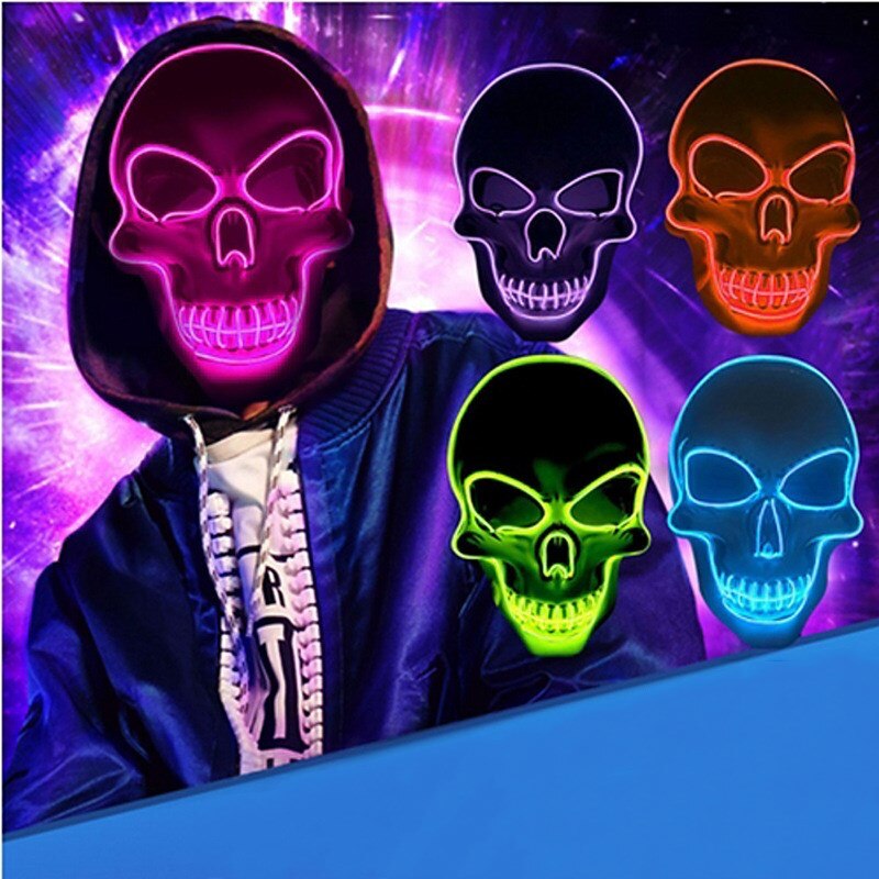 Halloween glühend Schädel Maske Spielzeug freundlicher Kalt Licht Party Streich Erwachsene Necken Trick römisch Lustige Spielzeug 24.5*16,5 Cm