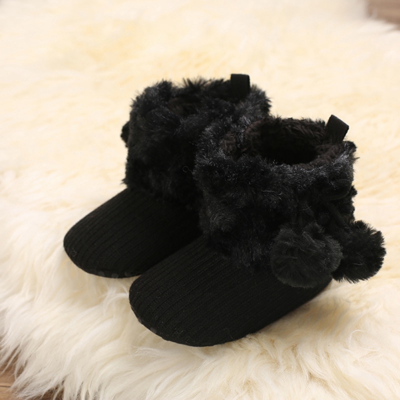 Höst vinter nyfödd baby skor flicka pojke prickiga stickat stövlar casual sneakers halkfria promenadskor med mjuk sulor