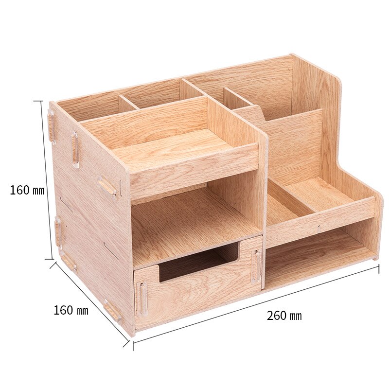 Wooden Document Tray DIY Desktop Storage Box Multifunction Pen Pencil File Holder Office Desk Organizer School Supplies 79230: 79231