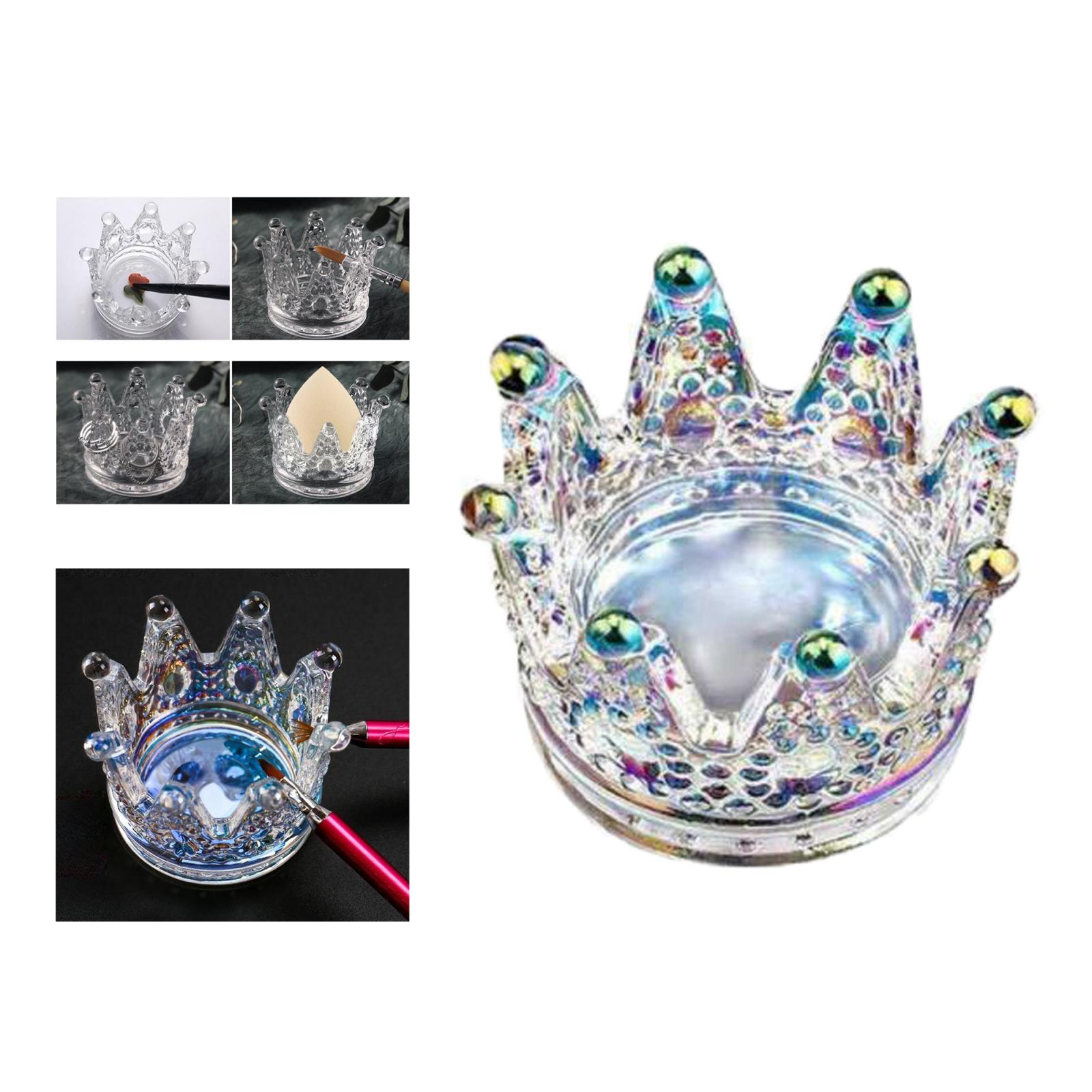 Crown Crystal Nail Art Dappen Dish Pen Holder Glass Dapping Bowl for Acrylic: Colorful  crown