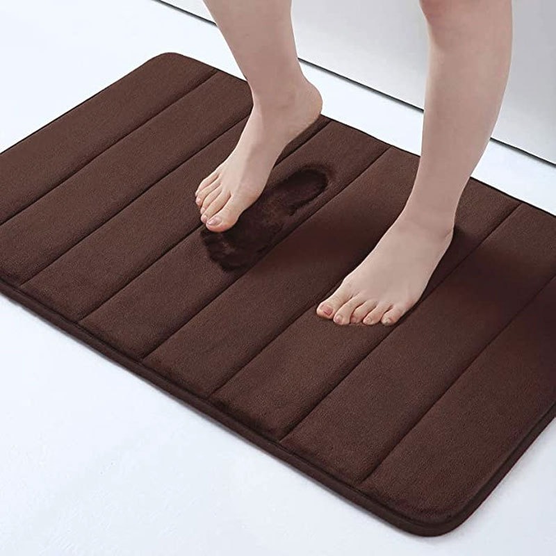 Tykkere baderomsmatte, sklisikker matte for bad og toalett, absorberende, hurtigtørkende matte, korallfleece: Blå / 400 mmx 600mm