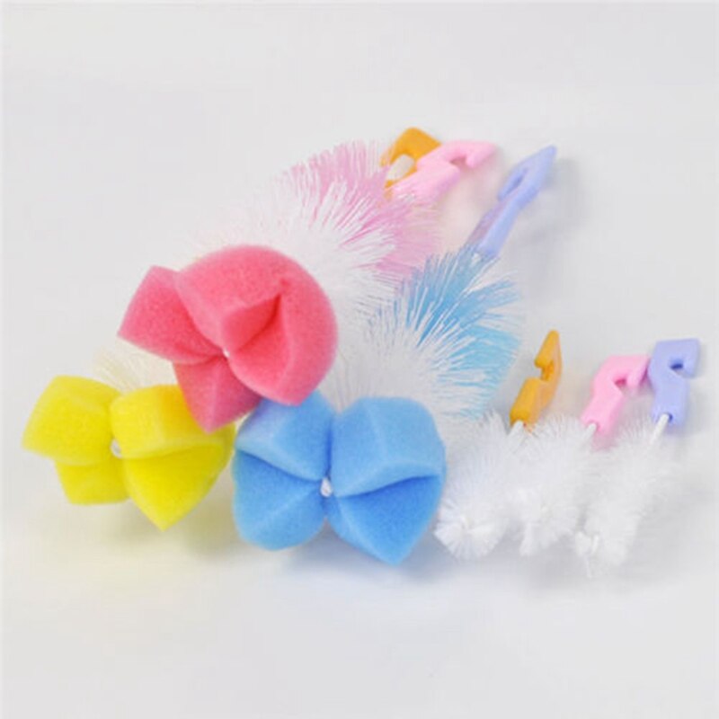 1Pc Baby Bottle Brush Nipple Brush 360-degree Rotating Head Cleaning Sponge Cup Brush Kit (Random Color)