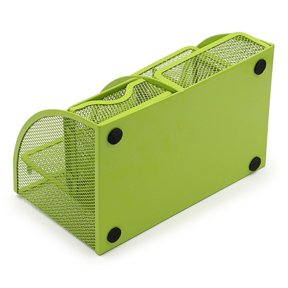 Mesh Desk Organizer --Office/Home Desktop Caddy Pencil Holder with 6 Compartments (Green)