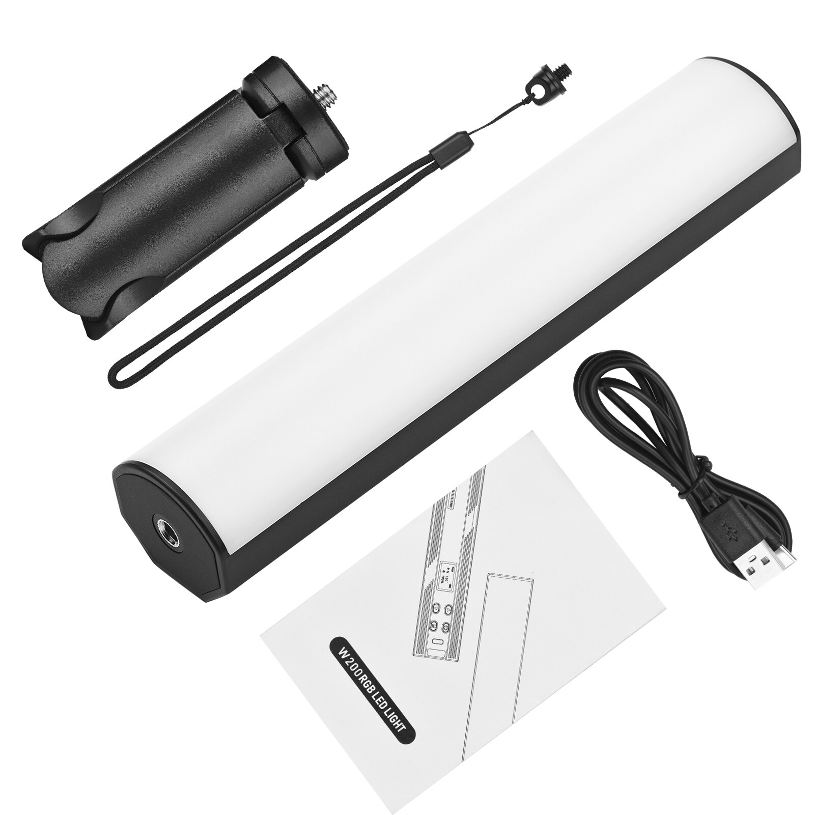 Andoer – Mini lampe LED RGB à manche magnétique, Tube lumineux, pleine couleur, lumière de Studio à intensité réglable pour photographie: W200RGB