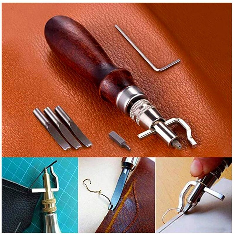 Leather Craft Tools Leather Sewing Kit Leathercraft Hand Tool Kits Stitching Punch Carving Tools Leather Sewing Tools For DIY