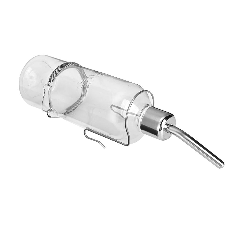 Voederbak voor papegaaien, automatische voerbak voor konijnen, waterfles voor papegaaien, vogelkooi van roestvrij staal, watertoevoer en -afvoer: 350ml