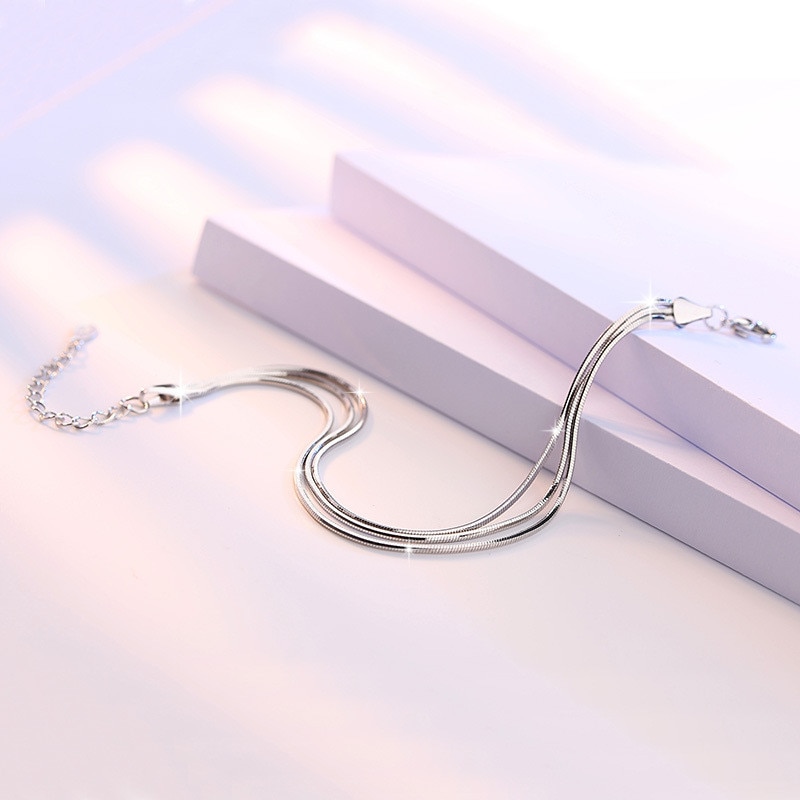 TB-106 Rose Gold/Silver Color Alloy Multilayer Bracelets Snake Chain Charm Bracelets For Women Personality Jewelry