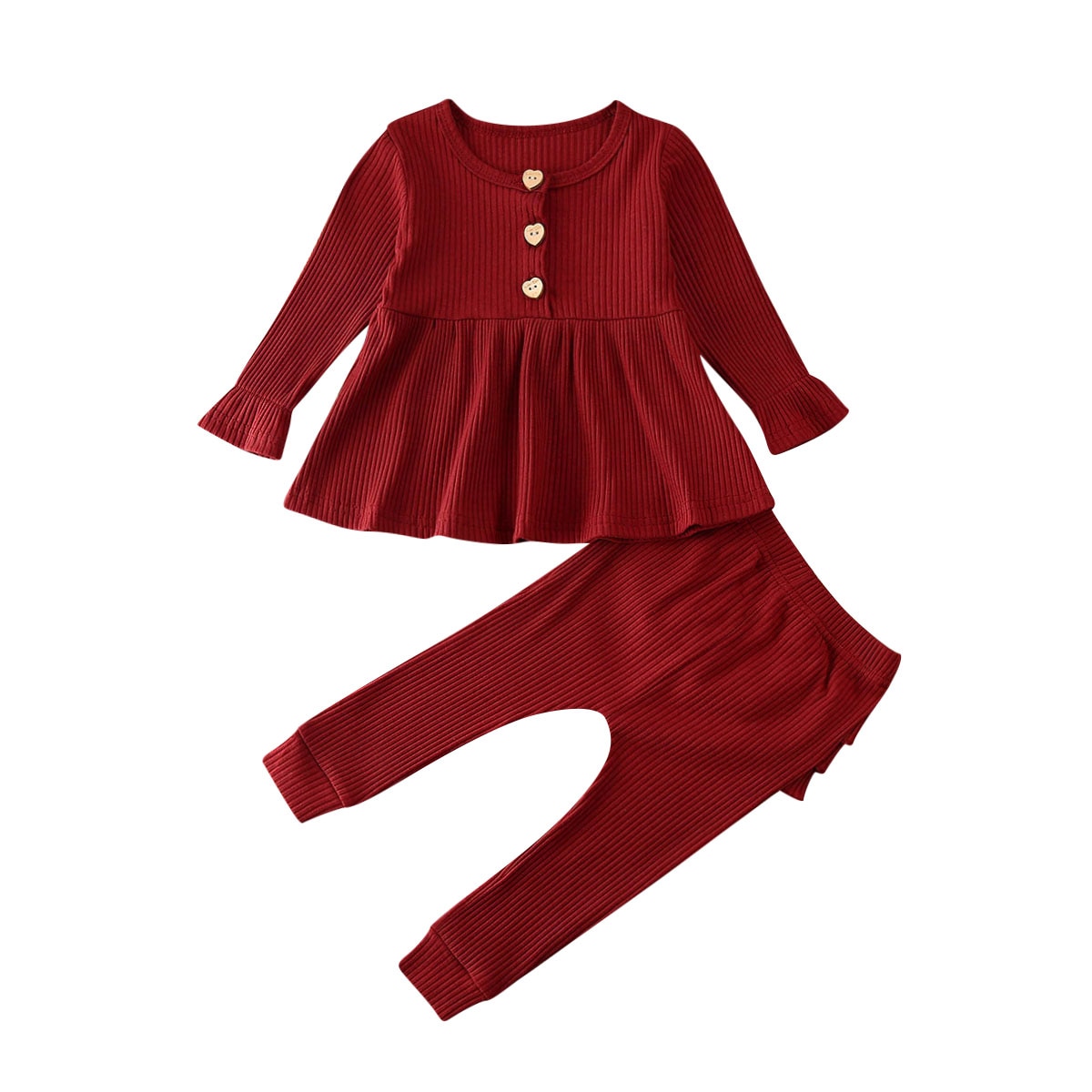 0-24M infantile enfants bébé fille vêtements hauts tricotés robe + volants Leggings pantalon tenue: C / 24M