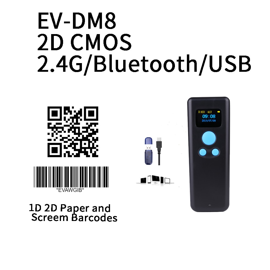 Bluetooth scanner di Codici A sbarra 2D CMOS cablata & senza fili Lettore di Codici A sbarra con continnuous di scansione