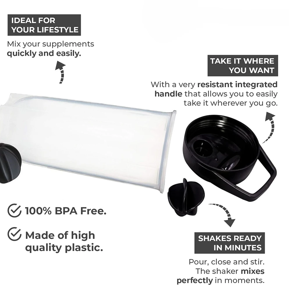 Bouteilles Shaker de 28 oz pour shakes protéinés, tasses Shaker avec fouet mélangeur à bille, bouteille Shaker avec poignée, voyage à emporter