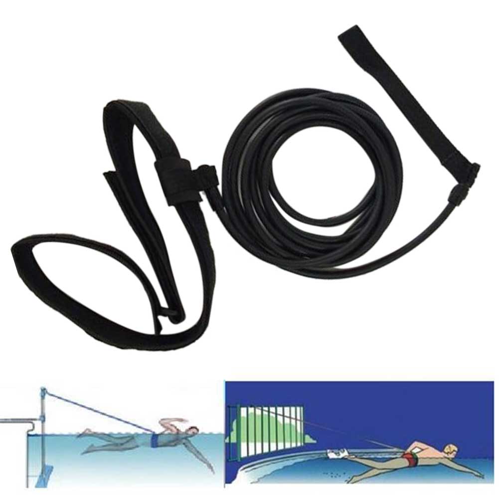 Static Tether Cords Safe Belt Ankle Harness Resistance Bands Lap Exerciser Elastic Stationary Swim Training Leash Universal: Black