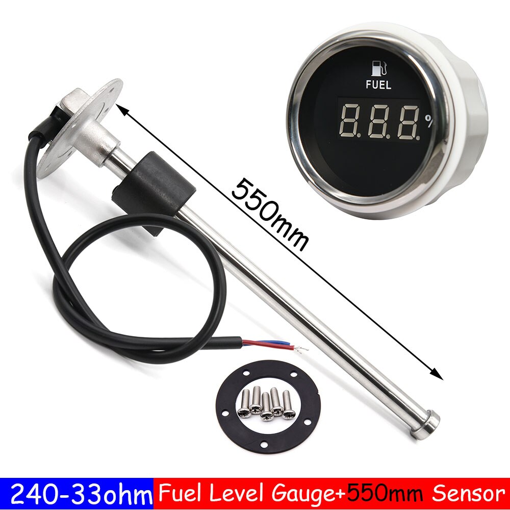 Jauge de carburant numérique, 52mm, 2 &quot;, 0-190ohm, avec capteur de niveau de carburant, indicateur de niveau d&#39;huile, 12V/24V, pour automobile, voiture Diesel, essence: 550mm BS