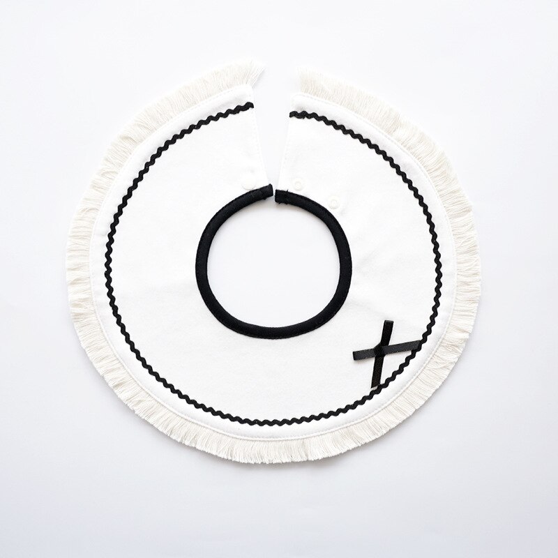 Koreaanse Stijl Ronde Baby Meisjes Slabbetjes Kwijlen Speeksel Handdoek Leuke Boog Nep Kraag Draaibare Kwasten Burp Doek Baby Dingen