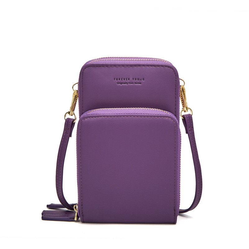 Multi-Function Small Shoulder Bag For Women With Card Cell Phone Pocket Ladies Crossbody Purse Female Messenger Bags: Purple 