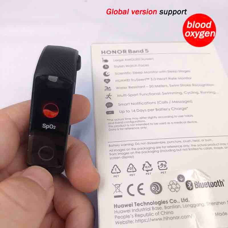 Honor band 5 wereldwijde versie smartband amoled hartslag fitness slaap zwemmen sport bloedzuurstofmeter