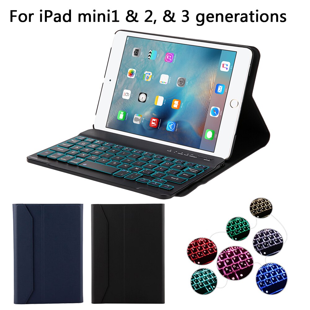 VS-Toetsenbord Voor iPad Mini 1/2/3 7 Kleuren Tablet Backlit 3.0 Bluetooth USA Toetsenbord met Fijne schapen Patroon Leather Case Pen Slot