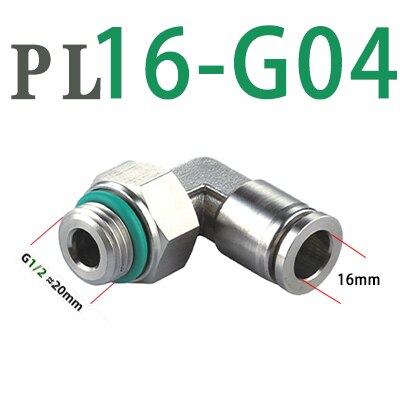 304 stainless steel joint trachea quick coupling 1/8&quot; 1/4&quot; 3/8&quot; 1/2&quot; BSP pneumatic quick coupling elbow male thread G thread: PL16-G04
