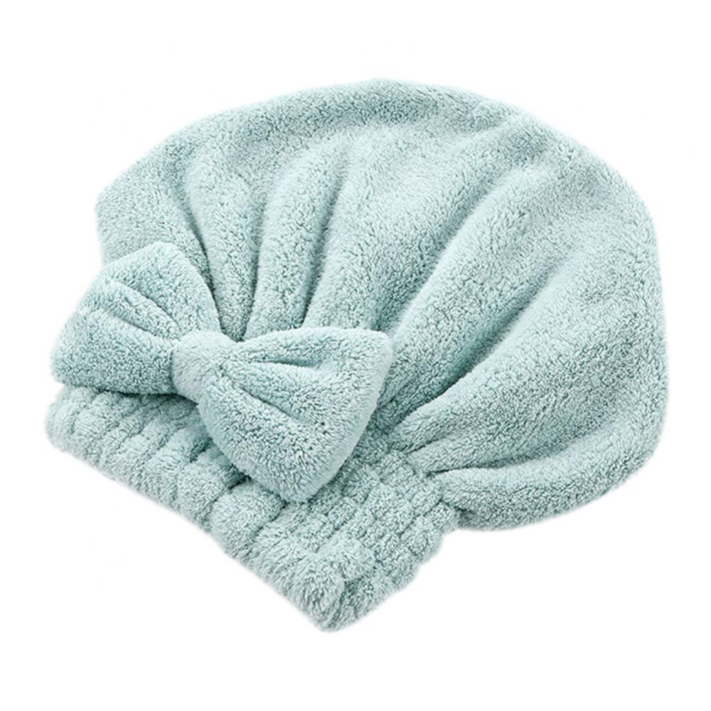 Coral Velvet Quick Dry Hair Hat Hair Drying Towel Super Absorbent Shower Head Wrap Towel Bath Cap Shower Hat: Green
