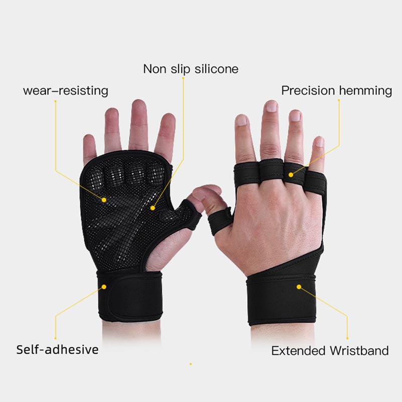 Fitness Weight Lifting Training Gloves Silicone Non-slip Hand Palm Protector Half Finger Gloves for Gym Workout Gymnastics Grips