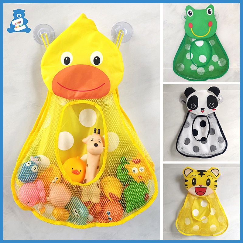 Baby Bath Toys Cute Duck Frog Mesh Net Toy Storage Bag Strong Suction Cups Bath Game Bag Bathroom Organizer Water Toys for Kids