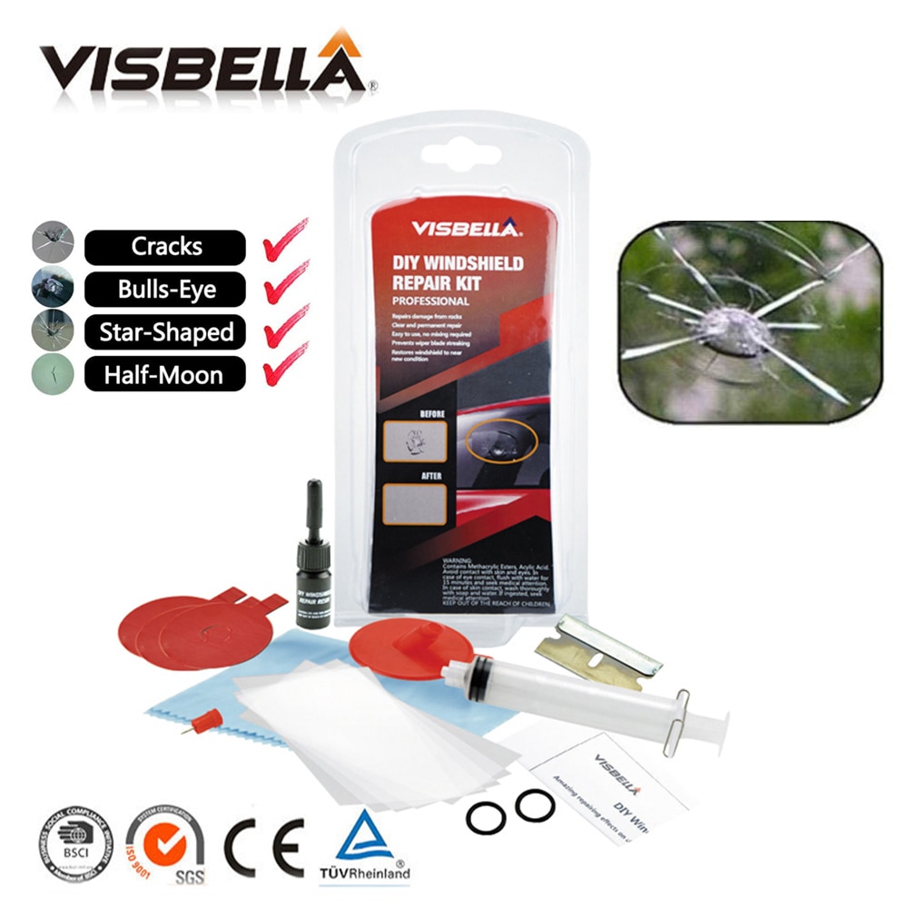 VISBELLA Car Windshield Repair Kit DIY Window Repair Tool Windscreen Glass Scratch Crack Restore Renewal Window Screen Polishing