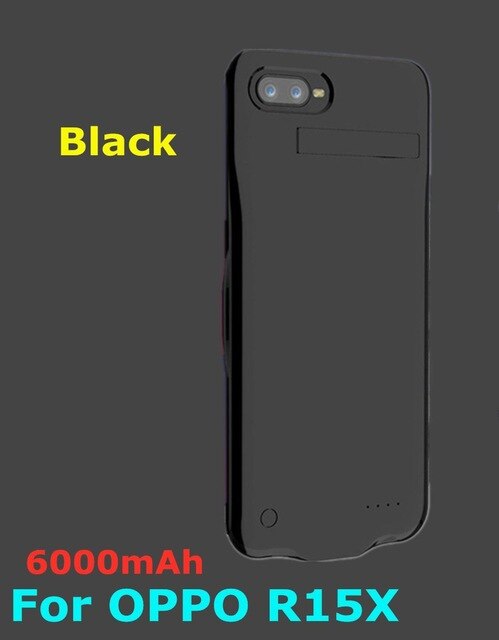 Batterij Power Case Voor Oppo R15X Externe Backup Charger Batterij Gevallen 6000Mah Draagbare Power Bank Batterij Opladen Case Cover: Black