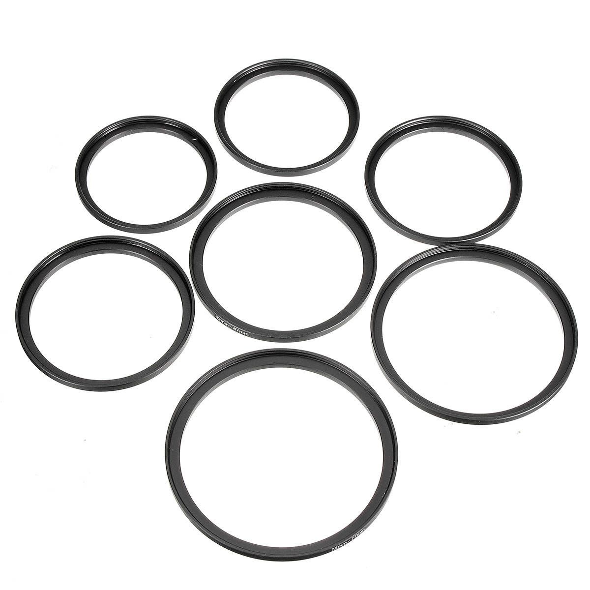 7pcs Metal Step Up Rings Aluminum Universal Lens Adapter Filter Set 49-52-55-58-62-67-72-77 mm 49mm-77mm