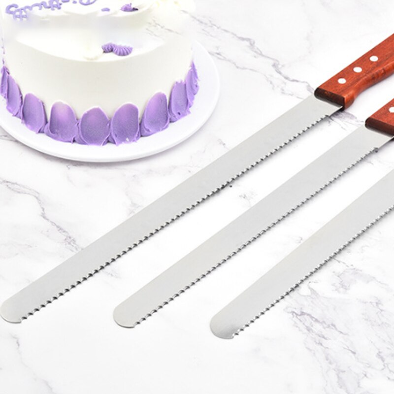 Stainless Steel Bread Serrated Knife Wooden Handle Cake Spatula Baguette Slicing Baking Cooking Tools Kitchen Accessories