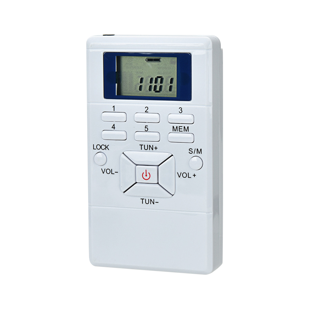 Mini portatile DSP Stereo Radio FM Ricevitore orologio digitale da 1,2 "per interpretazione simultanea Clip-on Radio Auricolare Cordino PALESTRA