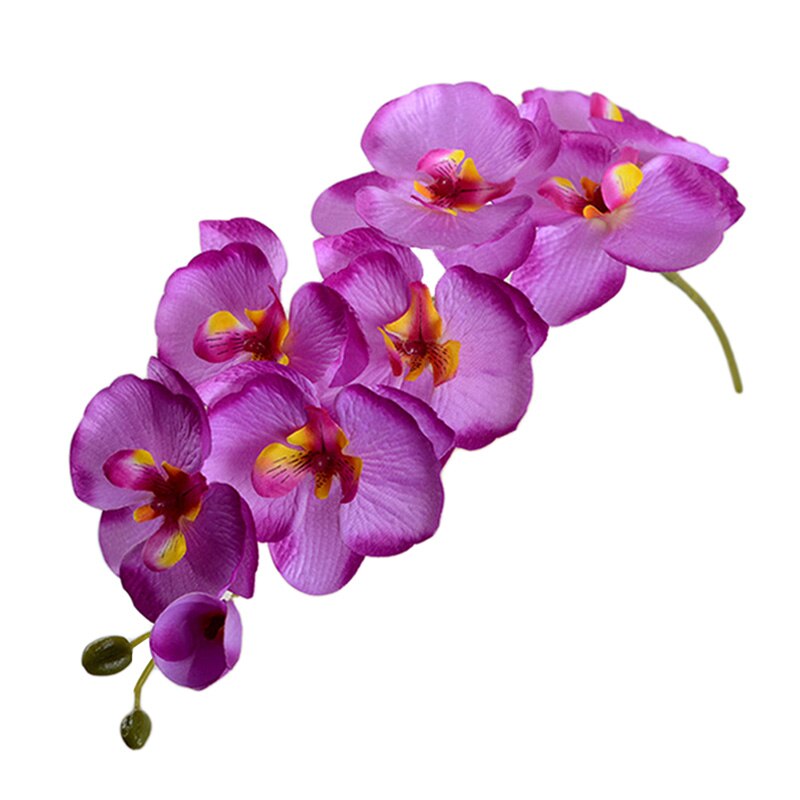 Hjem bryllup dekoration orkidé kunstige blomster diy kunstige sommerfugl orkidé silke blomster buket phalaenopsis  p10: Lys lilla