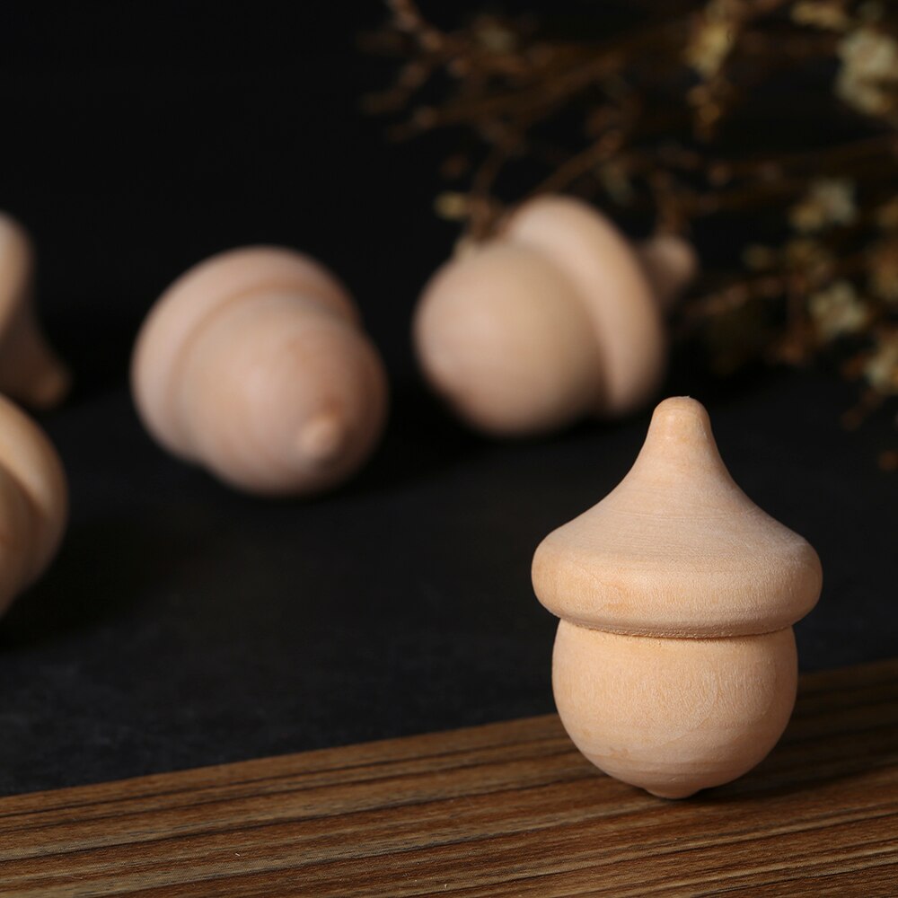 10Pcs Acorn Vorm Natuur Houten Peg Poppen Unfinished Verf Vlek Diy Ambachten Thuis Plank Party Decor Diy Kinderen Speelgoed