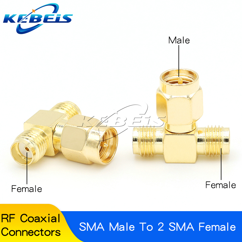 2pcs SMA Splitter Connector SMA/RP-SMA Male to 2 Dual SMA Female Triple Tee Adapter SMA Connector 3 Way T-Type Antenna Converter: Ivory