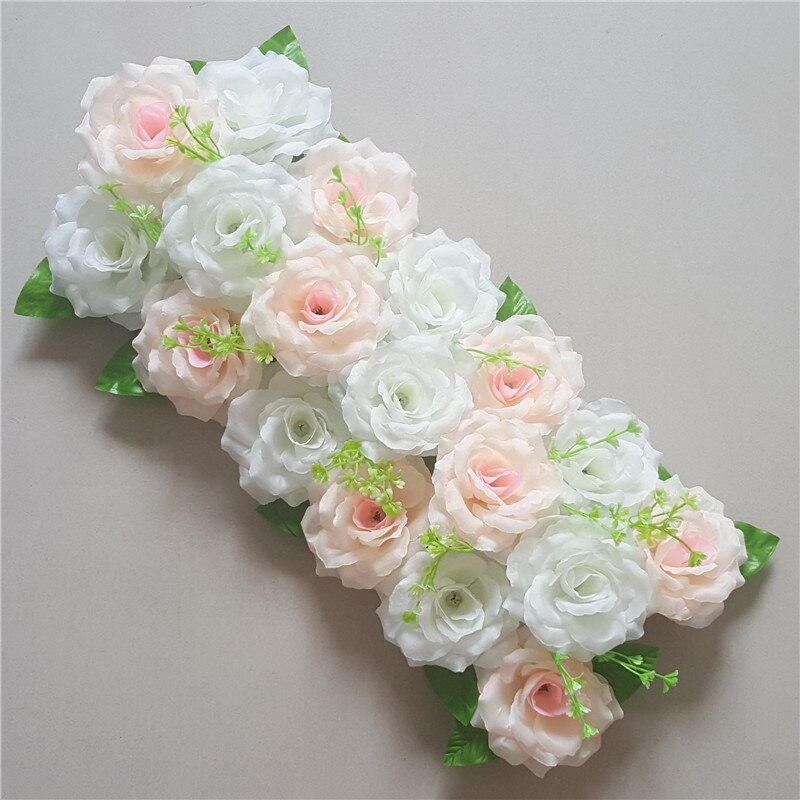 Artificial Rose Row Wedding Flower Row Arch Flower Four Corners Chamber Floral Arrangements Wedding Road Lead Pergola Happiness: Champagne   Milky White
