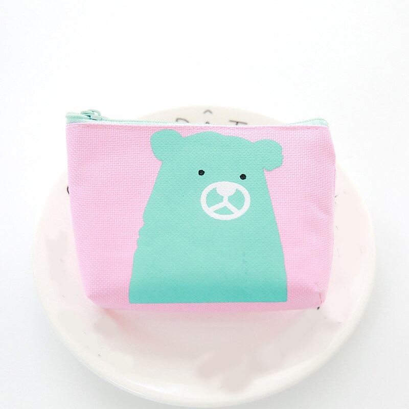 1 stuk unisex canvas portemonnee kaart dieren cartoon print sleutel mini portemonnee etui canvas tas kleine rits munt portemonnee kaarthouder portemonnee: 04