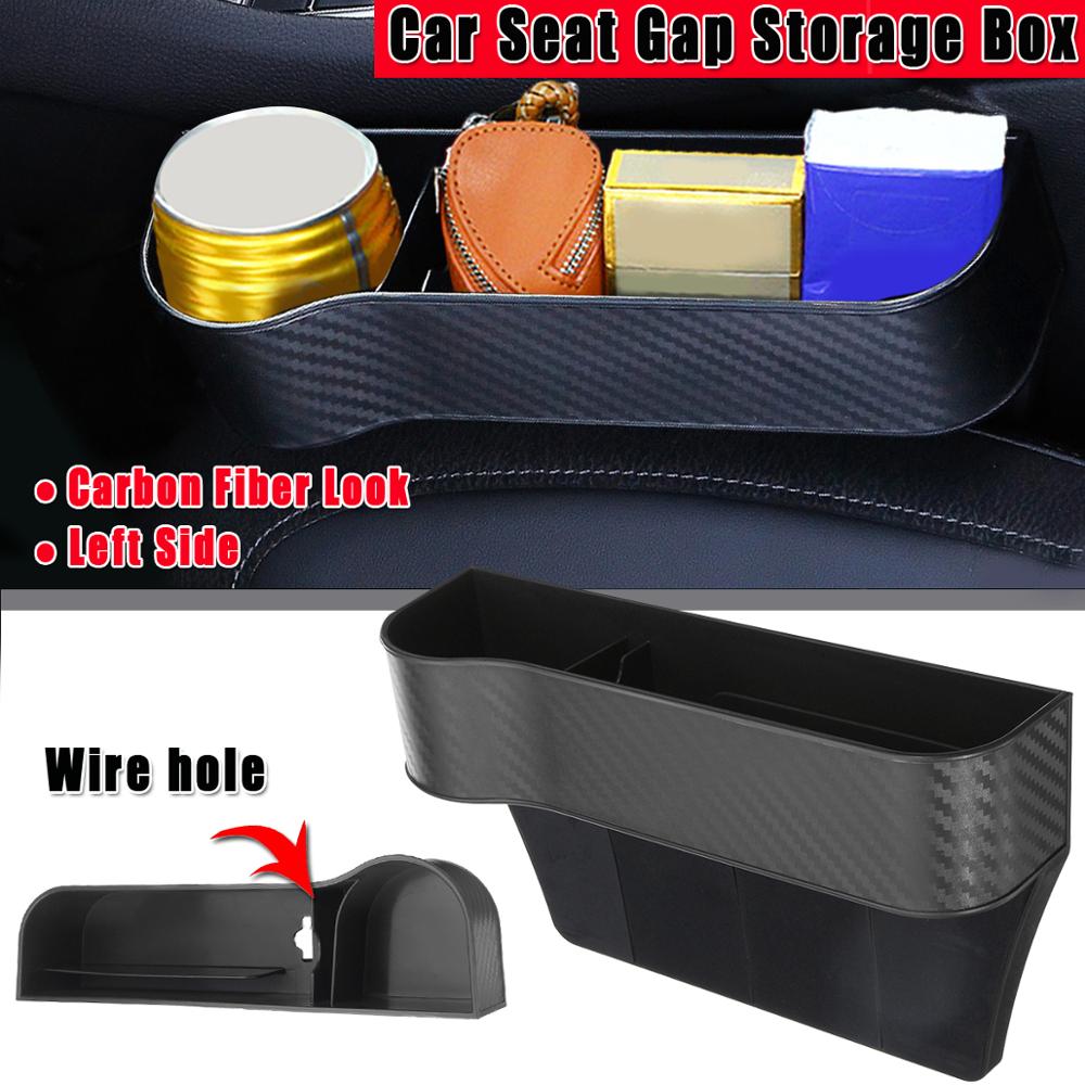Left / Right Car Seat Crevice Gaps Storage Box ABS Plastic Auto Drink for Pockets Organizers Stowing Tidying Universal: 1pc LH Carbon Black