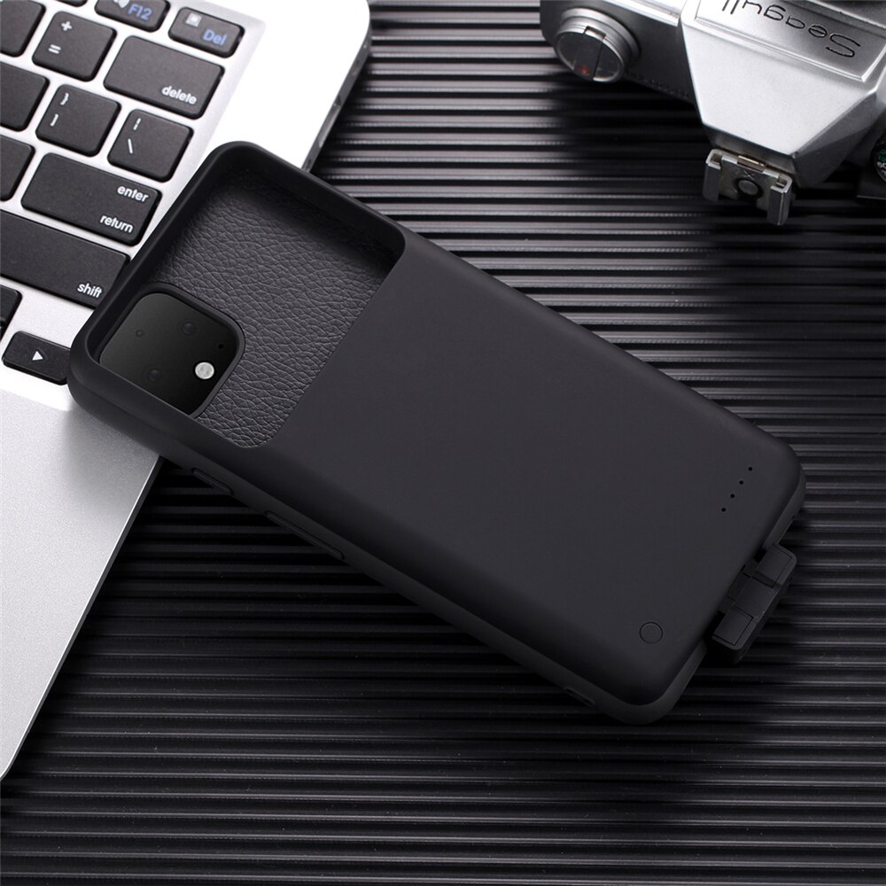 Boîtier d'alimentation de batterie de téléphone étendu pour Google Pixel 4 XL couverture de chargeur de batterie de secours magnétique pour Google Pixel 4XL batterie externe Co: Black For Pixel 4 XL