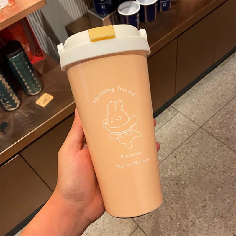 High-End Zakelijke Koffie Cup 304 Rvs Thermos Beker 500Ml Anti-Val Milieuvriendelijke Drinkware Mannen Vrouwen stro Type J318: 3