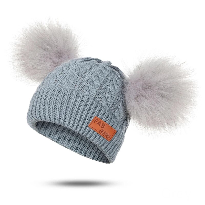 Reakids Winter Baby Meisjes Hoed Leuke Warme Solid Kinderen Pompom Hoed Gebreide Katoenen Muts Voor Kinderen