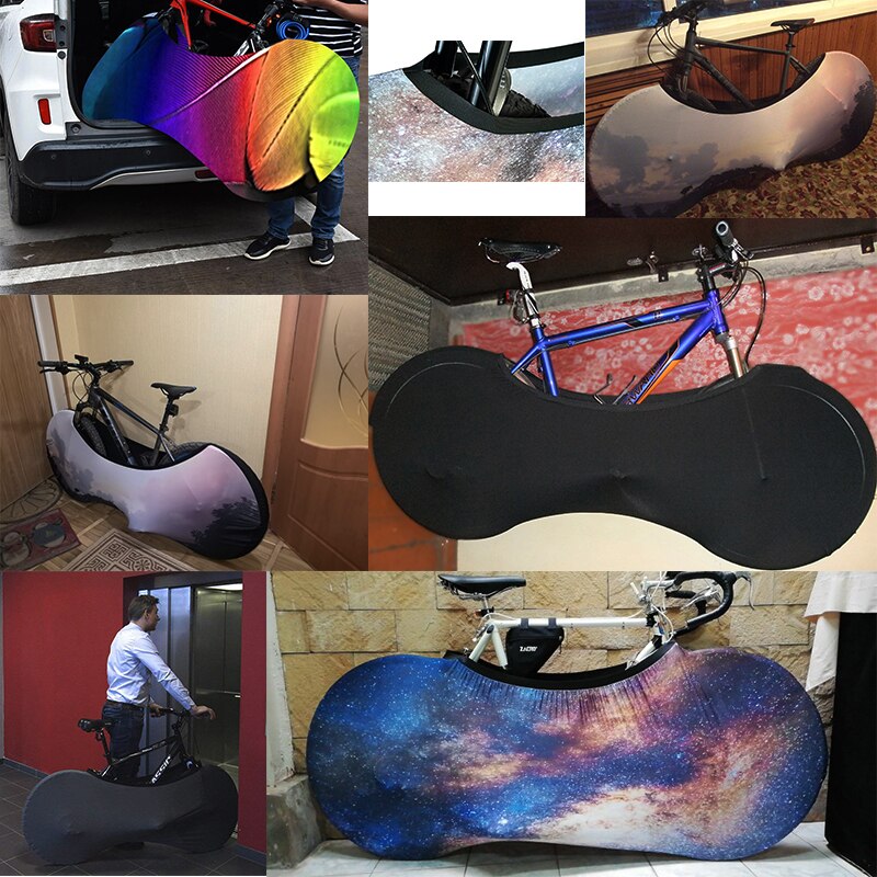 Cubierta de Interior para bicicleta de montaña, tela elástica de , 26-28 pulgadas, cubierta antipolvo, protección de neumáticos, almacenamiento de accesorios para bicicleta
