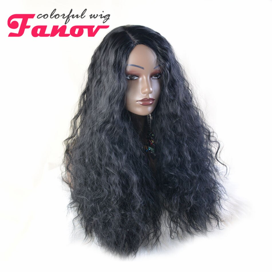 Long Curly Wigs Black Wavy Wig for Women 26 Inch Right Part Synthetic Heat Resistant Hair Women's wig for Cosplay Costume Daily