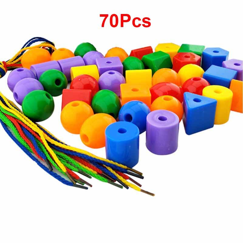 Preschool Large Lacing Beads for Kids - 50 Stringing Beads with 4 Strings: 1
