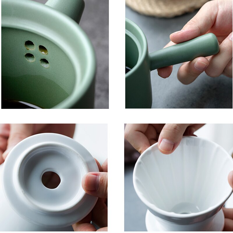 Ensemble de tasses filtre à café en céramique | Fait à la main de 450ml, ustensiles ménagers portables pour le café, accessoires de cuisine