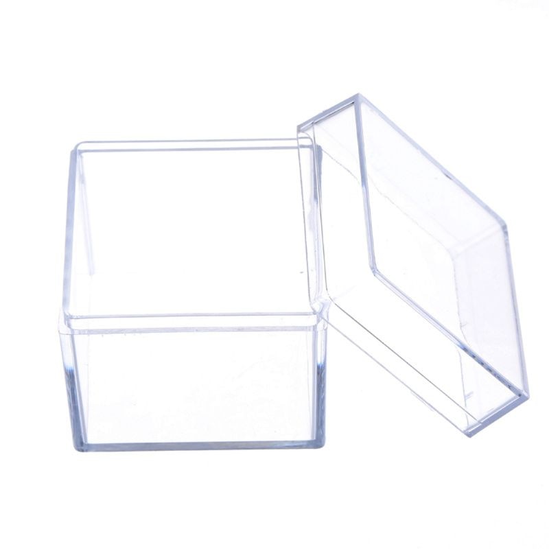 Clear Acrylic 5 Sided Jewelry Display Storage Box Case Square Cube Props Box