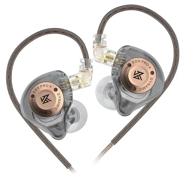Auriculares KZ EDX PRO X con cable, auriculares con unidad dinámica, auriculares deportivos con cancelación de ruido de graves HIFI con micrófono KZ ZSN, auriculares EDC de música: Gris