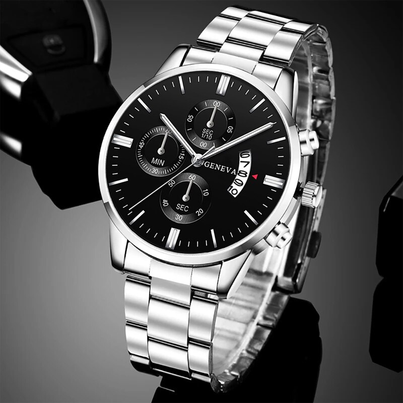 Mode heren horloges luxe zilver roestvrij staal quartz pols horloge man zakelijk horloge voor heren kalender klok reloj hombre